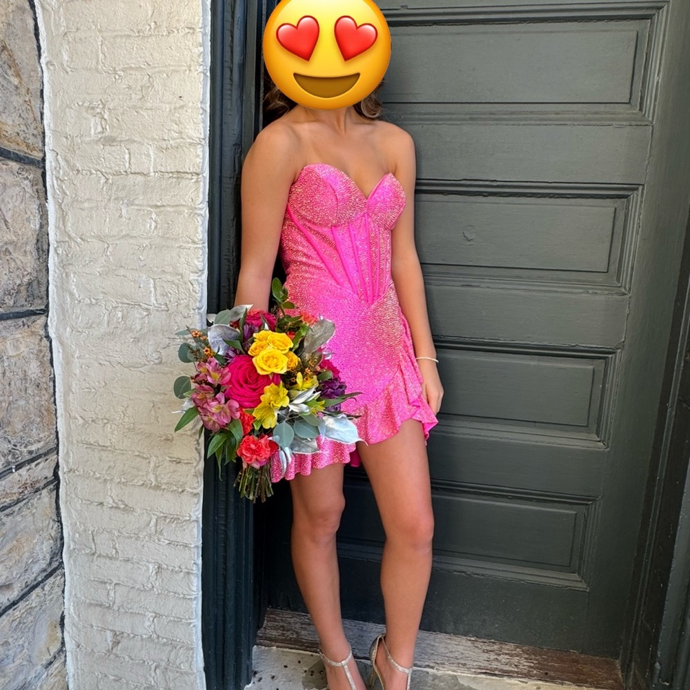 Sherri Hill Vibrant Pink Strapless Dress
